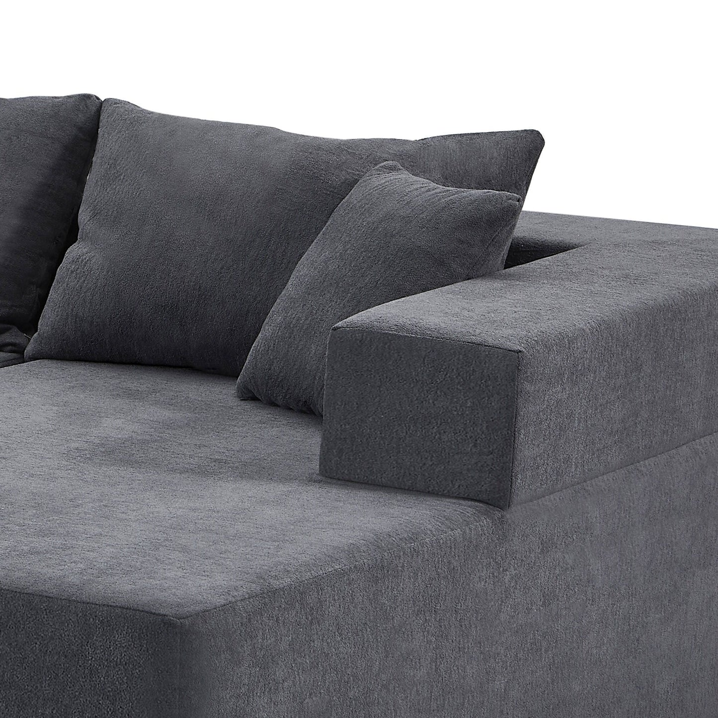 Grey 107.48'' L-Shaped Fabric 3-Seater Sectional Sofa with 16.53'' Cushions and Chaise, 2-Piece Design