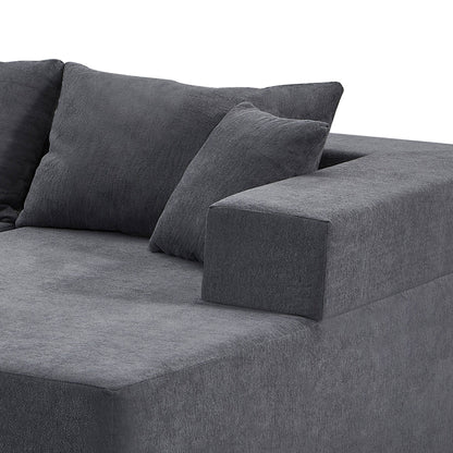 Grey 107.48'' L-Shaped Fabric 3-Seater Sectional Sofa with 16.53'' Cushions and Chaise, 2-Piece Design