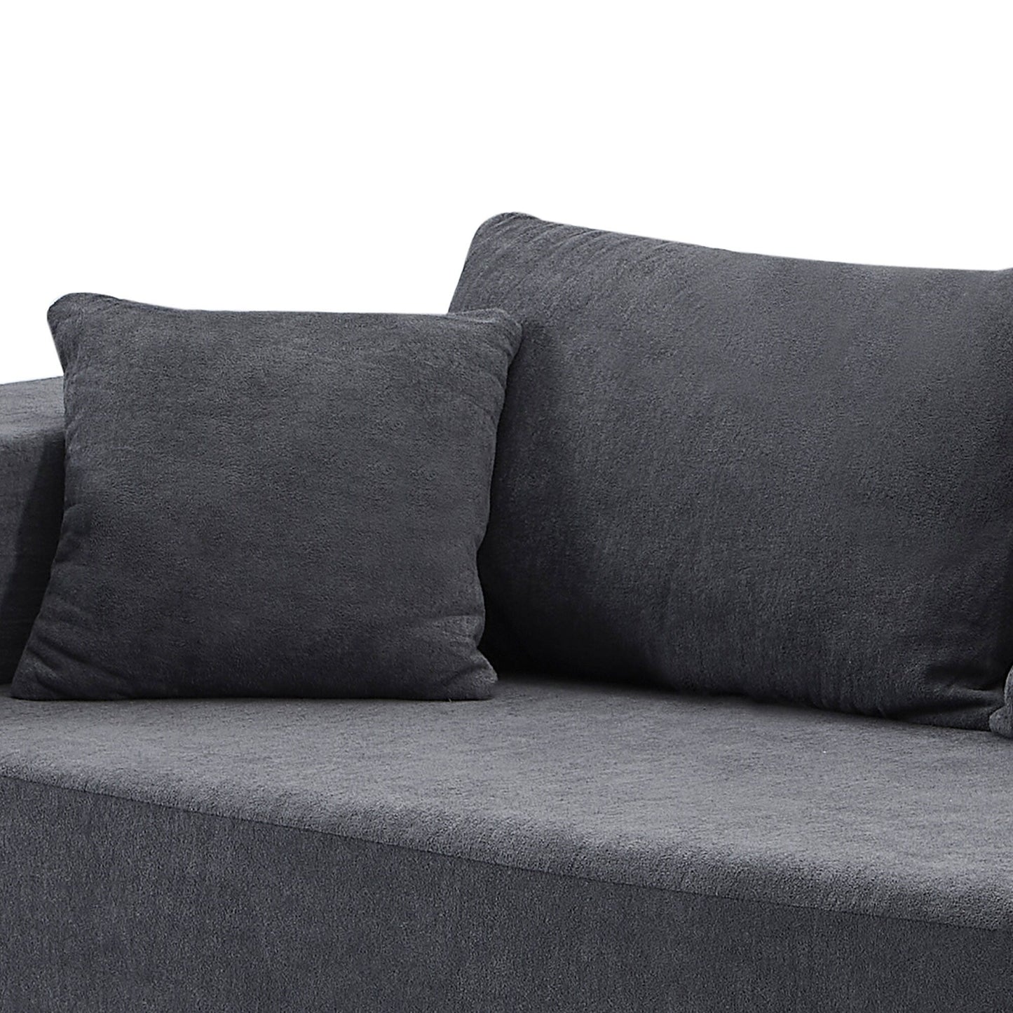 Grey 107.48'' L-Shaped Fabric 3-Seater Sectional Sofa with 16.53'' Cushions and Chaise, 2-Piece Design