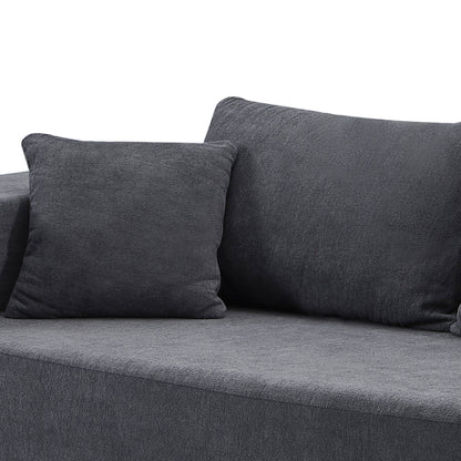 Grey 107.48'' L-Shaped Fabric 3-Seater Sectional Sofa with 16.53'' Cushions and Chaise, 2-Piece Design