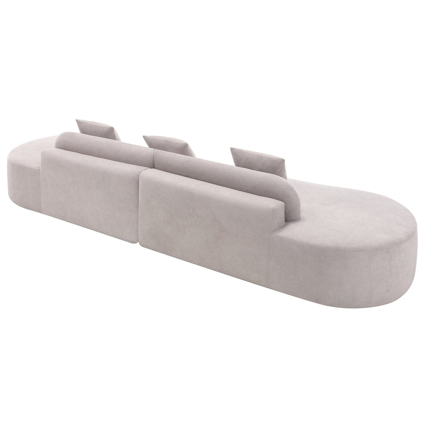Grey 130.5 Curved Modular Sofa with Ergonomic High-Resilience Fabric and 3 Pillows
