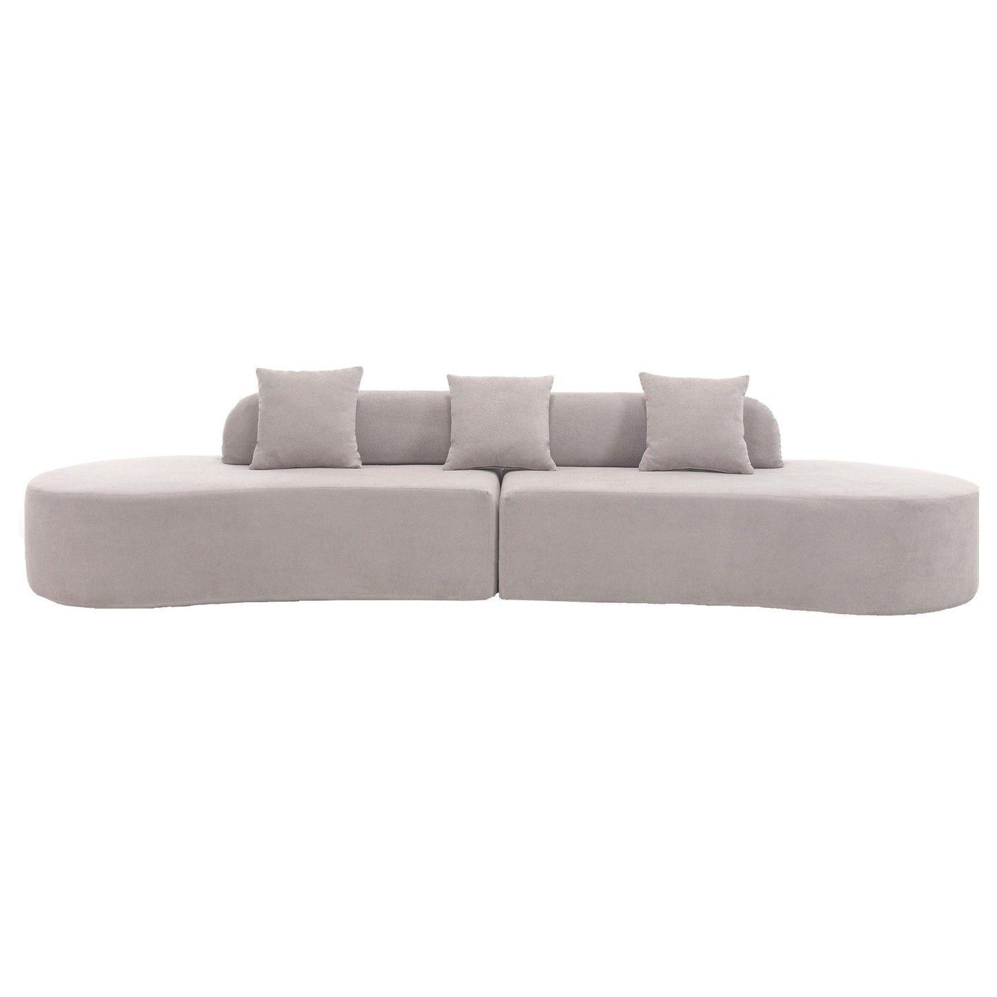 Grey 130.5 Curved Modular Sofa with Ergonomic High-Resilience Fabric and 3 Pillows