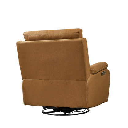 Grey 240° Swivel Recliner with Dual Motors, Power Headrest, Infinite Reclining, USB Ports, and Footrest