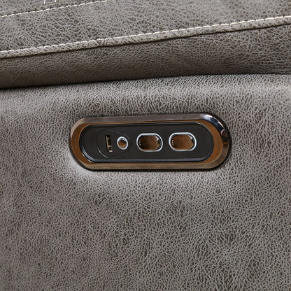 Grey 240° Swivel Recliner with Dual Motors, Power Headrest, Infinite Reclining, USB Ports, and Footrest