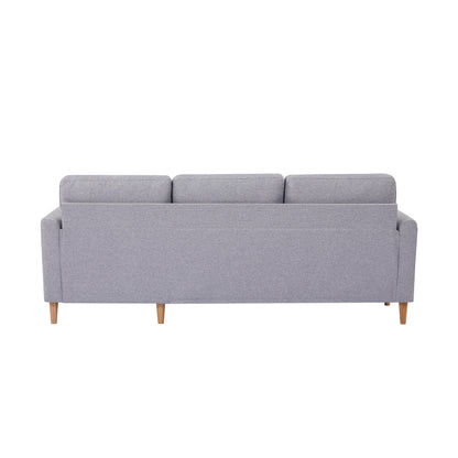 Grey 28.35'' Adjustable Fabric 3-Seater Sleeper Sofa with Chaise, Pull-Out Bed, and Armrest Pockets for Storage