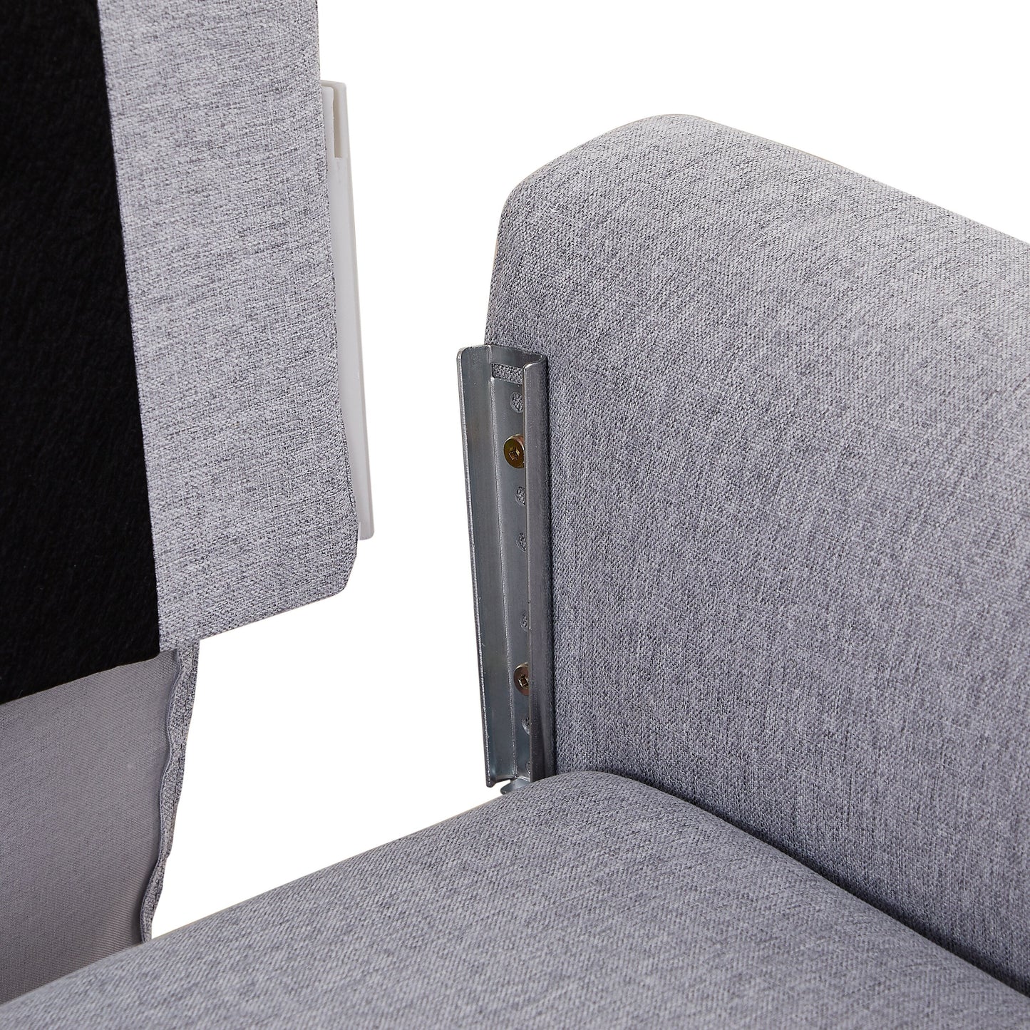 Grey 28.35'' Adjustable Fabric 3-Seater Sleeper Sofa with Pull-Out Bed, Chaise, and Armrest Storage Pockets
