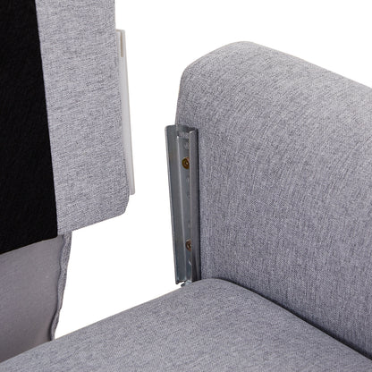Grey 28.35'' Adjustable Fabric 3-Seater Sleeper Sofa with Pull-Out Bed, Chaise, and Armrest Storage Pockets