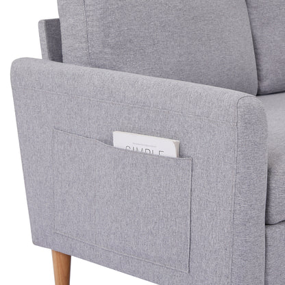 Grey 28.35'' Adjustable Fabric 3-Seater Sleeper Sofa with Pull-Out Bed, Chaise, and Armrest Storage Pockets