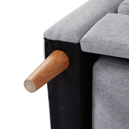 Grey 28.35'' Adjustable Fabric 3-Seater Sleeper Sofa with Pull-Out Bed, Chaise, and Armrest Storage Pockets