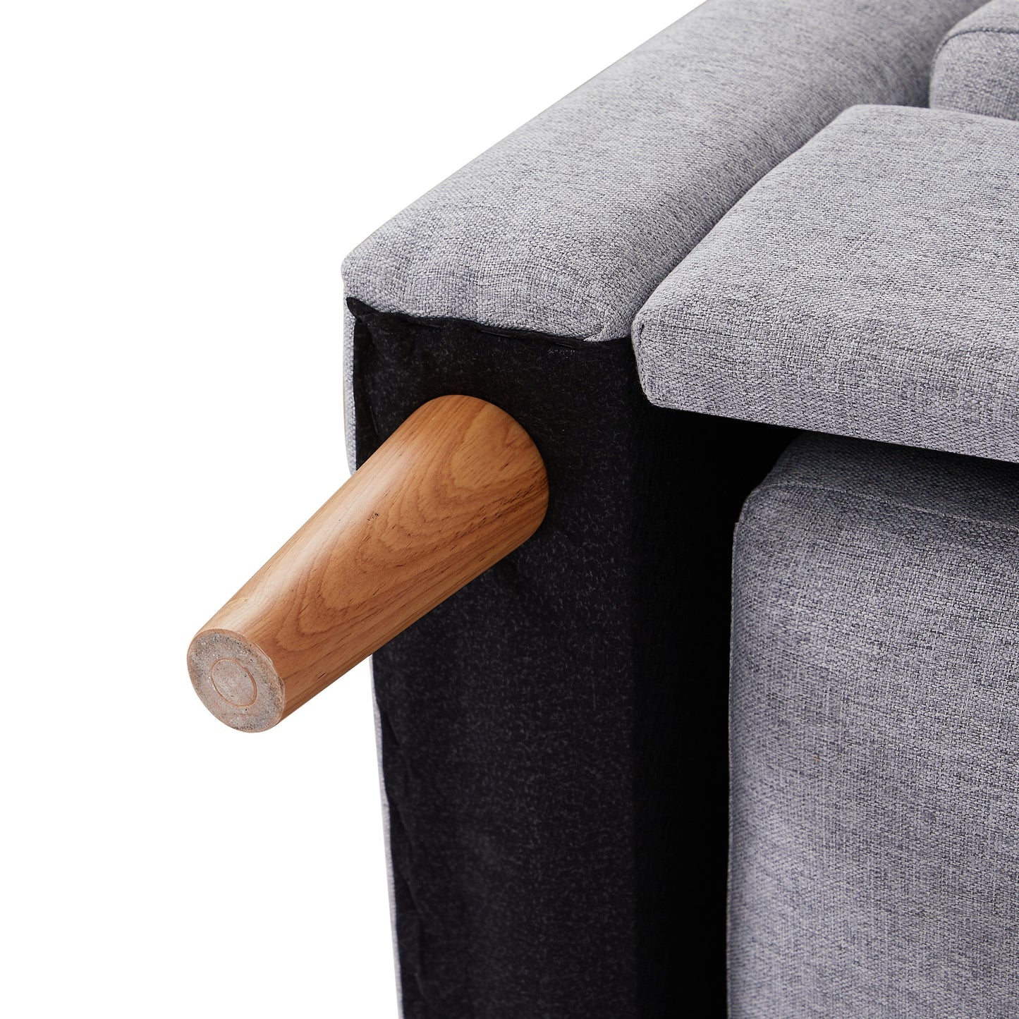 Grey 28.35'' Fabric L-Shaped 3-Seater Sleeper Sofa with Chaise, Pull-Out Bed, and Armrest Storage Pockets