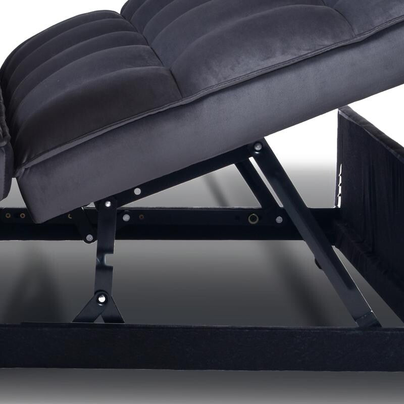 Grey 3-in-1 Velvet Convertible Sofa Bed, Pullout Couch with Side Pockets, Made in Vietnam