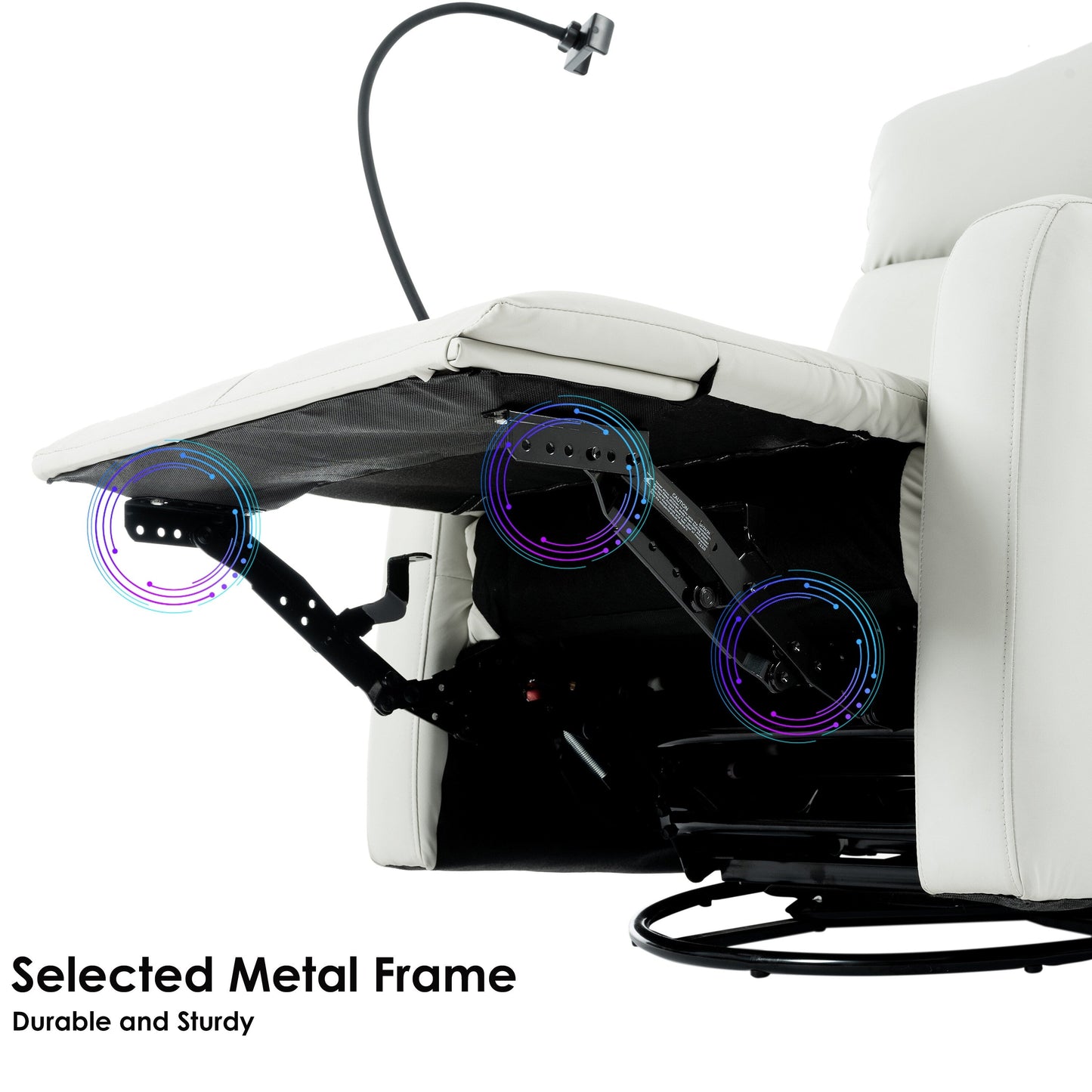 Grey 360° Swivel Recliner with Rocking Motion, Phone Holder, Footrest, and Adjustable Recline for Home Theater