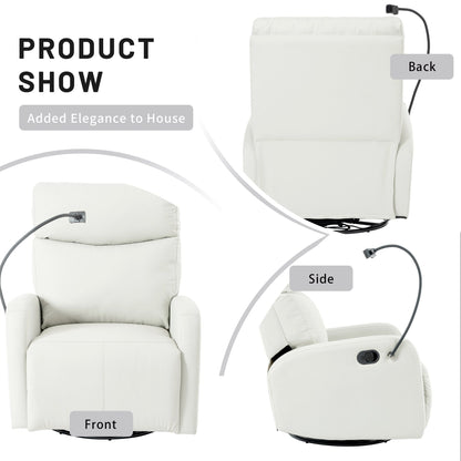 Grey 360° Swivel Rocking Recliner with Adjustable Footrest, Padded Comfort, and Phone Holder
