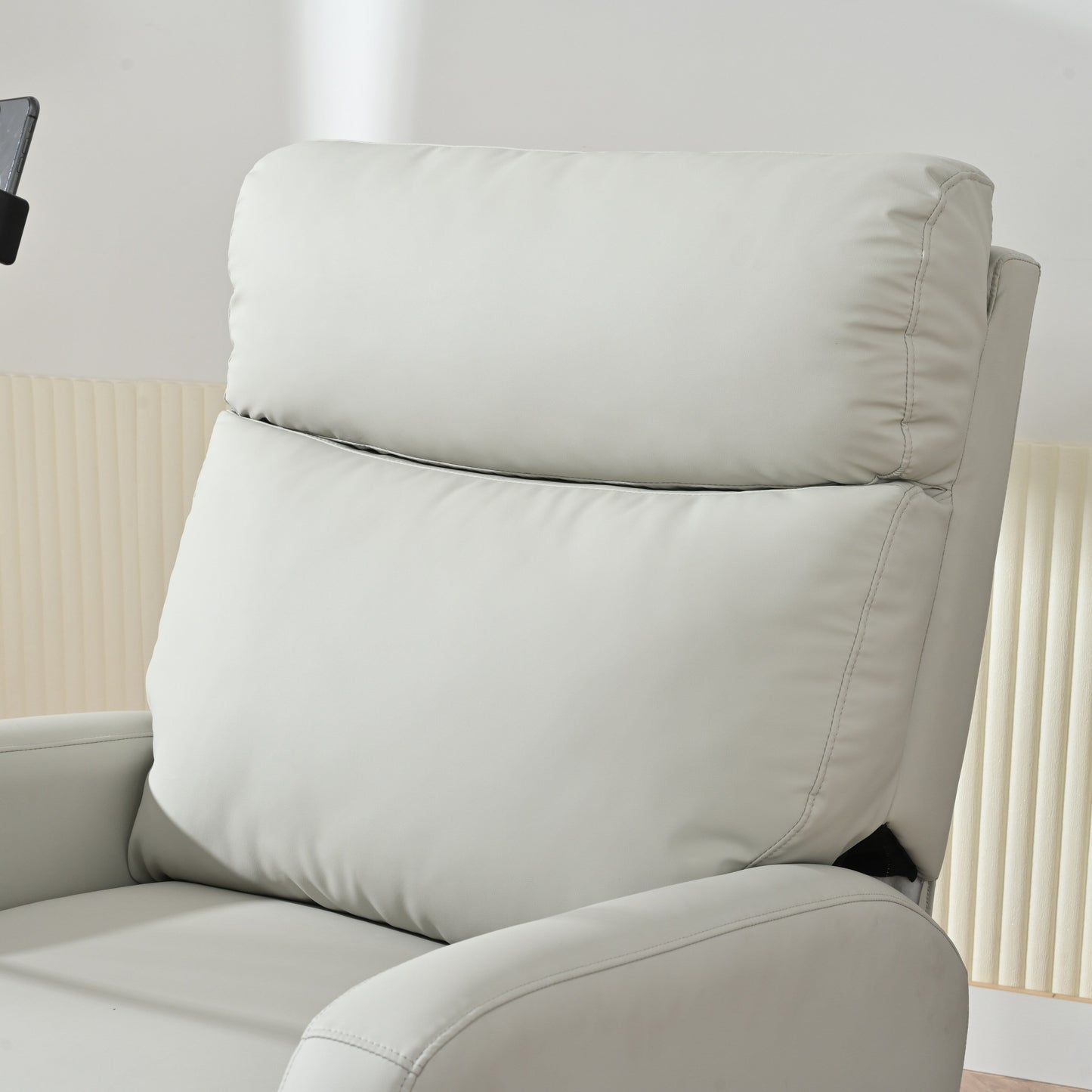 Grey 360Â° Swivel Rocking Recliner with Phone Holder, Footrest, Adjustable Recline for Living Room & Home Theater