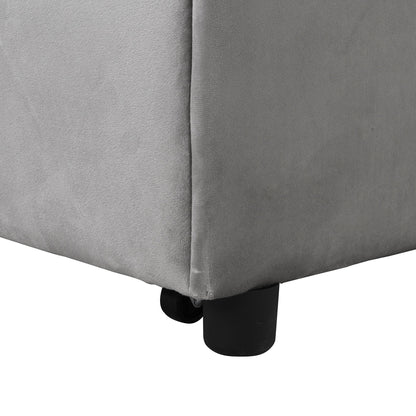 Grey 39.8 Single Folding Ottoman Sofa Bed with Adjustable Back and Pillows for Living Room