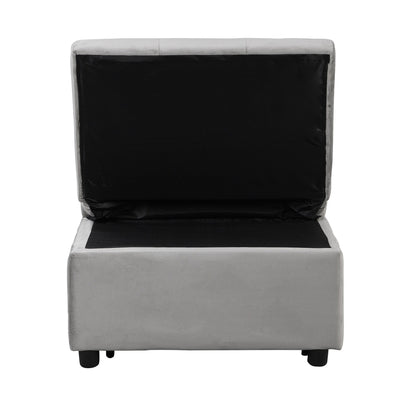 Grey 39.8 Single Folding Ottoman Sofa Bed with Adjustable Back and Pillows for Living Room