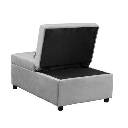 Grey 39.8 Single Folding Ottoman Sofa Bed with Adjustable Back and Pillows for Living Room