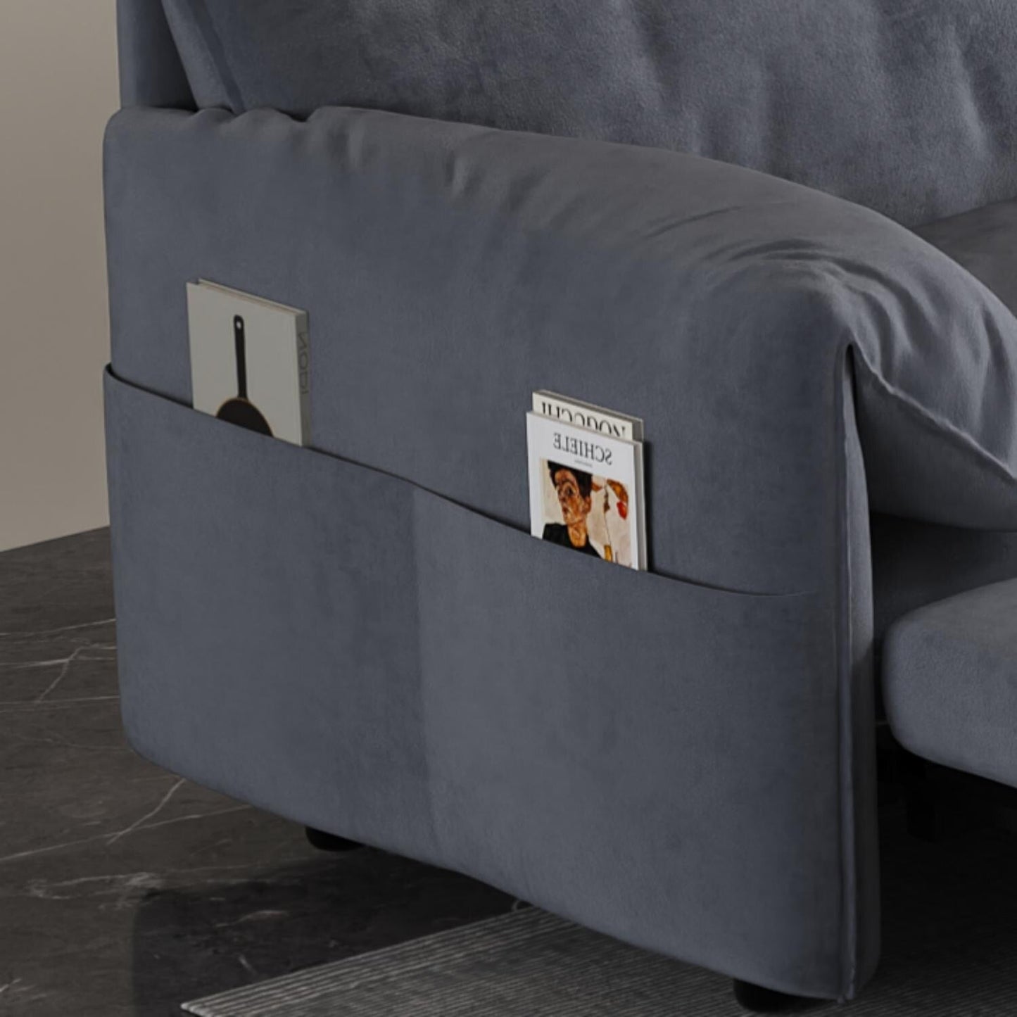 Grey 63.8 3-in-1 Velvet Loveseat Pull Out Sofa Bed with Side Storage for Living Room