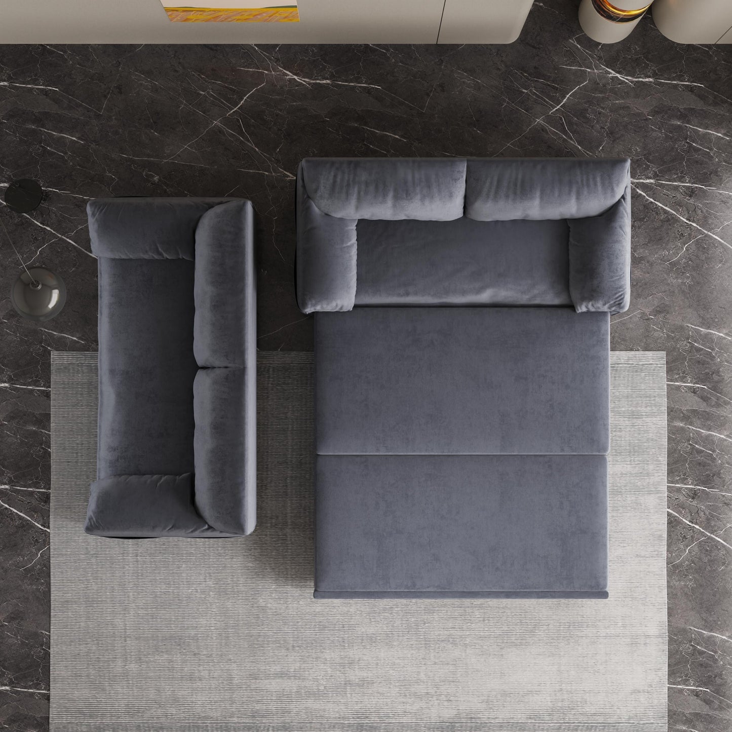 Grey 63.8 3-in-1 Velvet Loveseat Pull Out Sofa Bed with Side Storage for Living Room
