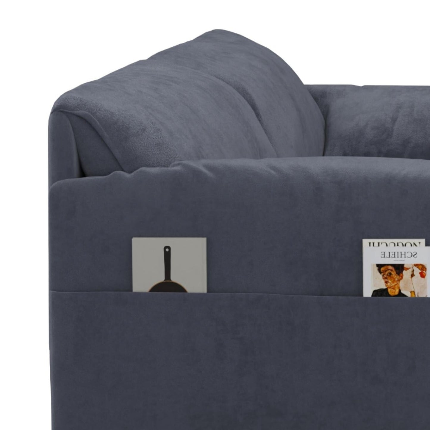 Grey 63.8 3-in-1 Velvet Loveseat Pull Out Sofa Bed with Side Storage for Living Room