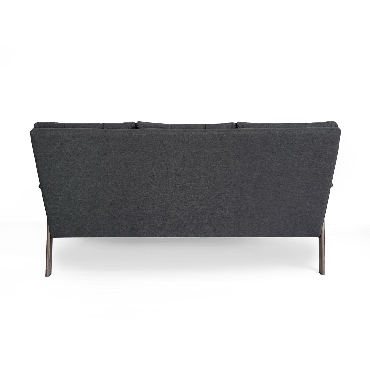 Grey 65.6'' Mid-Century 3-Seater Sofa with Waffle Stitch Tufting, Rubberwood Legs, and Accent Design