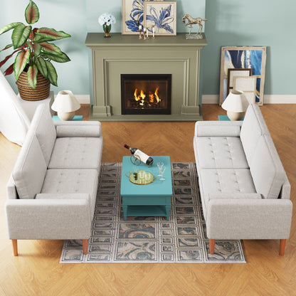 Grey 67.7 Upholstered 3-Seater Sofa with High-Density Foam Cushions, Solid Wood Frame, and Tool-Free Assembly