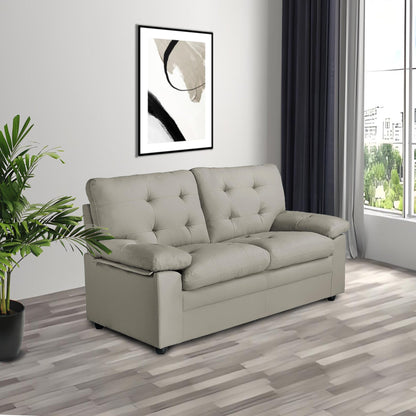 Grey 70.5 Faux Leather 3-seater Tufted Apartment Sofa with Kiln Dried Hardwood Frame for Living Room