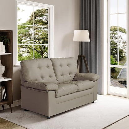 Grey 70.5 Faux Leather 3-seater Tufted Apartment Sofa with Kiln Dried Hardwood Frame for Living Room