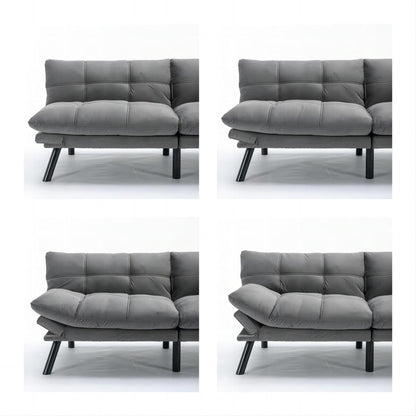 Grey 70.9'' Modern Fabric Convertible Sofa with Adjustable Back