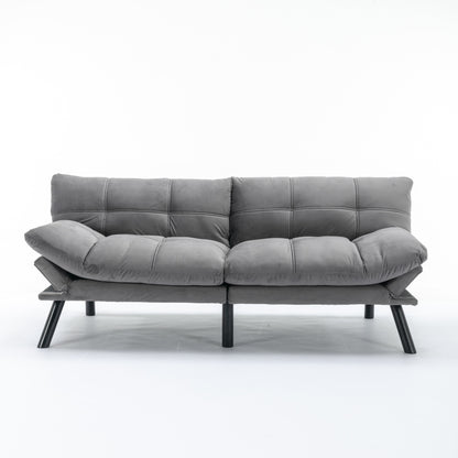 Grey 70.9'' Modern Fabric Convertible Sofa with Adjustable Back