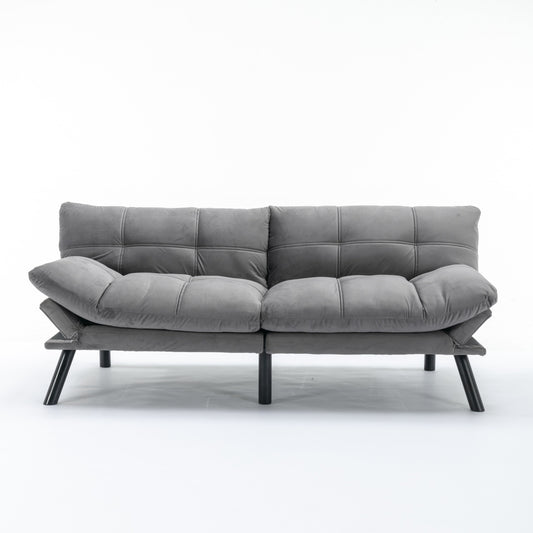 Grey 70.9'' Modern Fabric Convertible Sofa with Adjustable Back