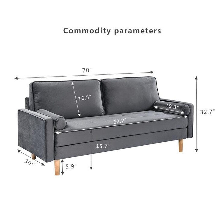 Grey 70 3-seater Sofa with High-Quality Elastic amd Doll Cotton Filling Cushion for Living Room