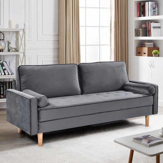 Grey 70 3-seater Sofa with High-Quality Elastic amd Doll Cotton Filling Cushion for Living Room