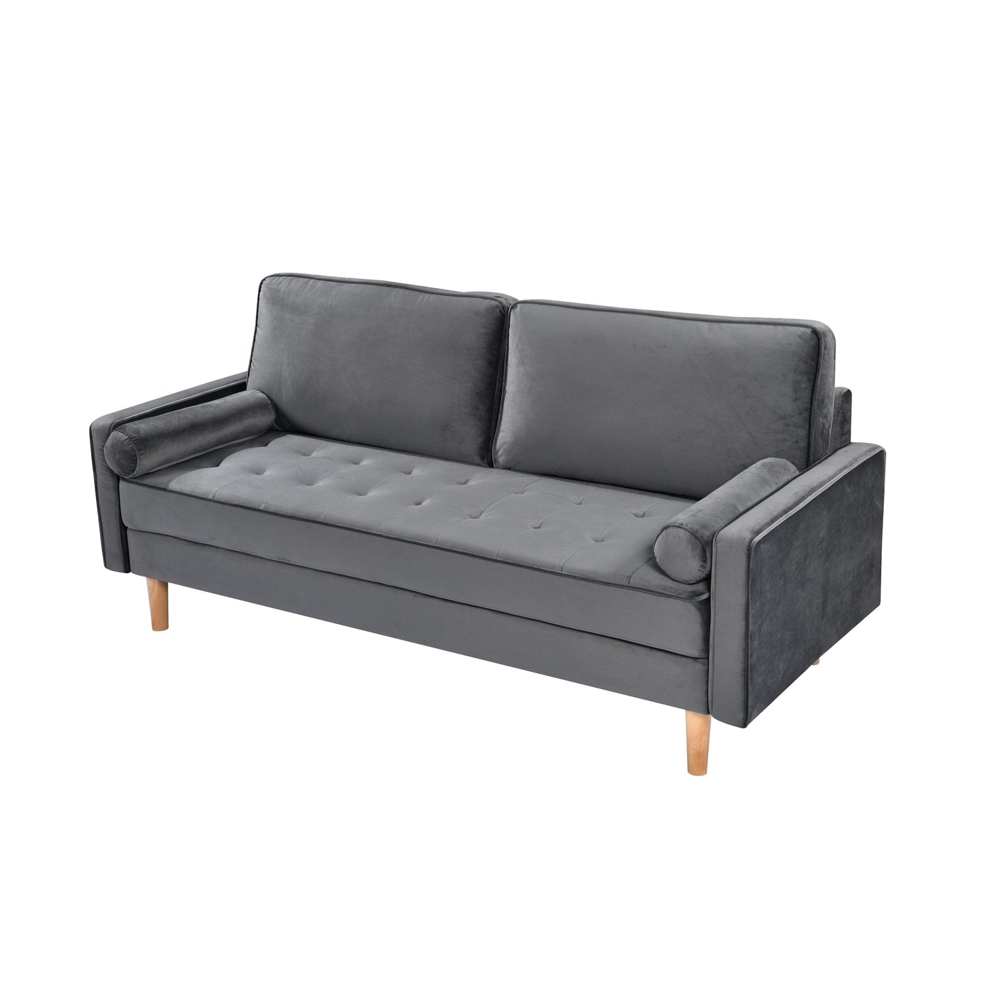 Grey 70 3-seater Sofa with High-Quality Elastic amd Doll Cotton Filling Cushion for Living Room
