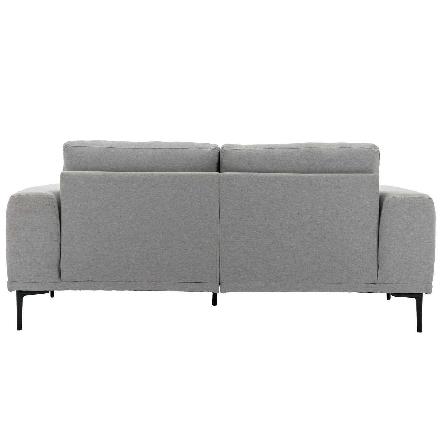Grey 74.8 Modern Fabric 2-Seater Sofa with Iron Legs and Comfortable Cushions, Ideal for Apartments and Bedrooms