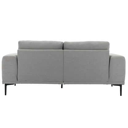 Grey 74.8 Modern Fabric 2-Seater Sofa with Iron Legs and Comfortable Cushions, Ideal for Apartments and Bedrooms