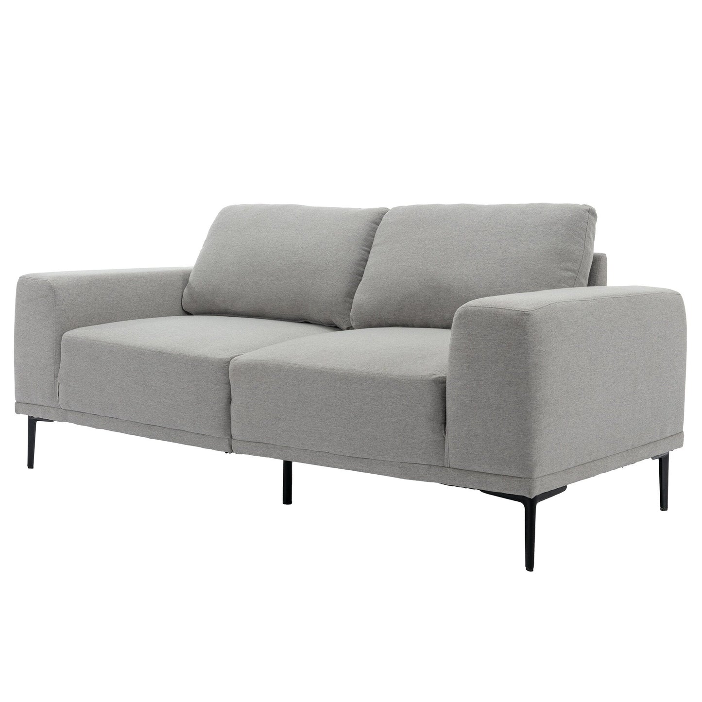 Grey 74.8'' Fabric 2-Seater Sofa with Removable Cushion Back
