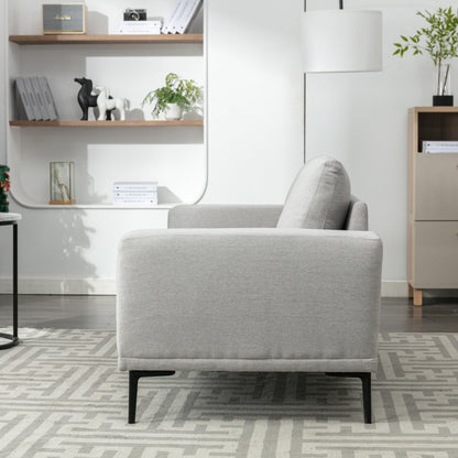 Grey 74.8'' Fabric 2-Seater Sofa with Removable Cushion Back