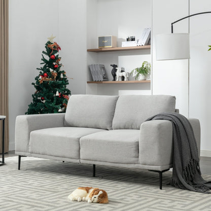 Grey 74.8'' Fabric 2-Seater Sofa with Removable Cushion Back