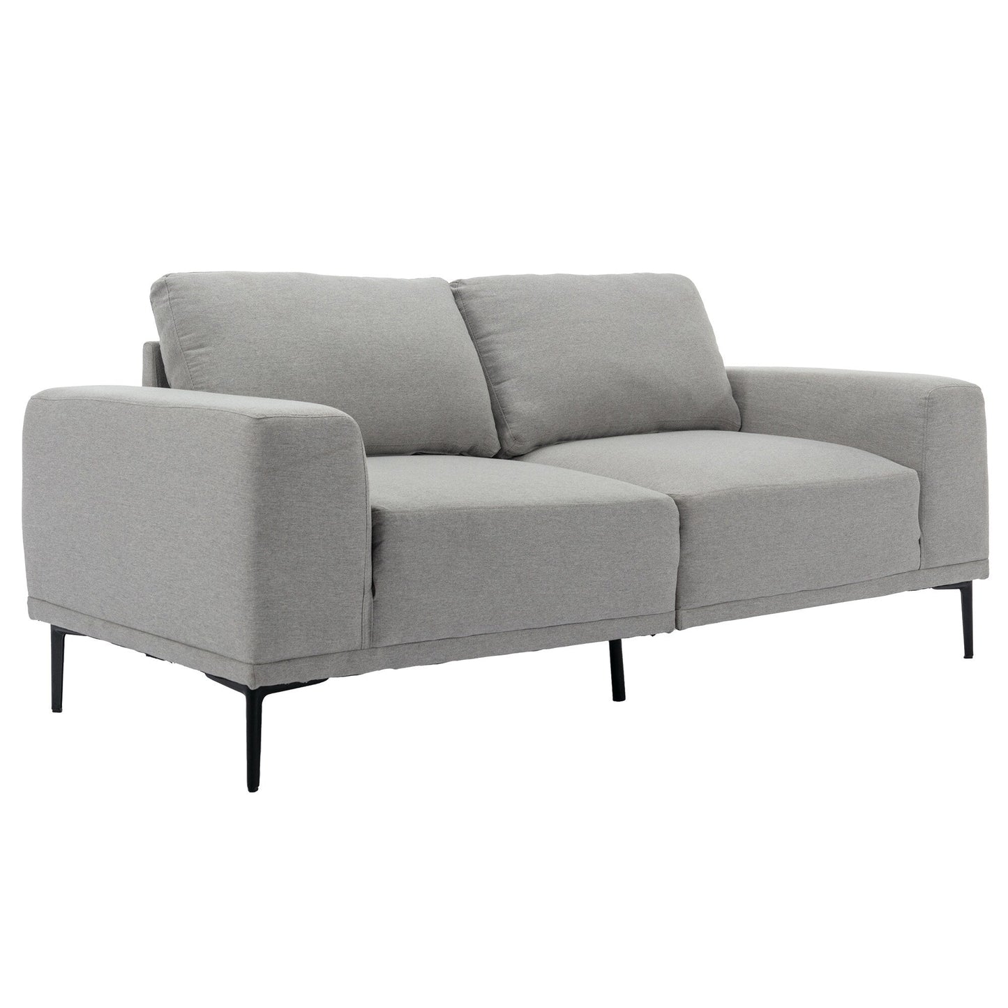 Grey 74.8'' Fabric 2-Seater Sofa with Removable Cushion Back