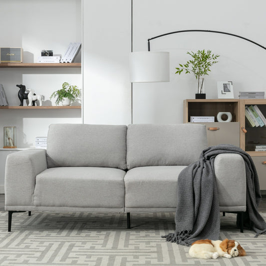 Grey 74.8'' Fabric 2-Seater Sofa with Removable Cushion Back