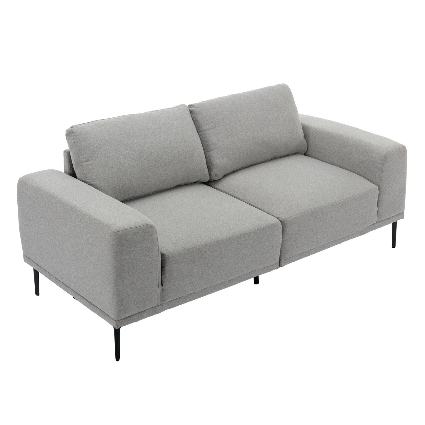 Grey 74.8'' Fabric 2-Seater Sofa with Removable Cushion Back