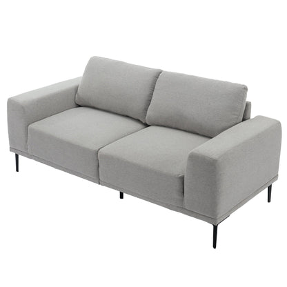 Grey 74.8'' Fabric 2-Seater Sofa with Removable Cushions and Iron Legs