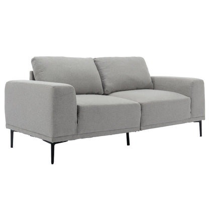 Grey 74.8'' Fabric 2-Seater Sofa with Removable Cushions and Iron Legs