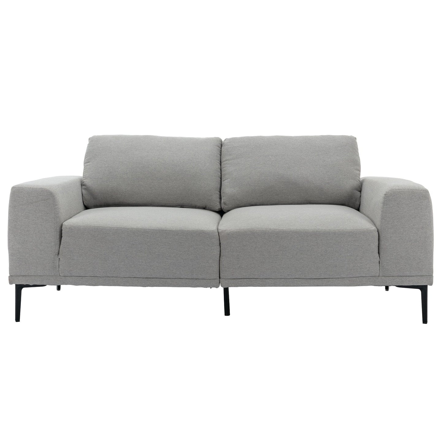 Grey 74.8'' Modern Fabric 2-Seater Sofa with Iron Legs and Comfortable Cushions