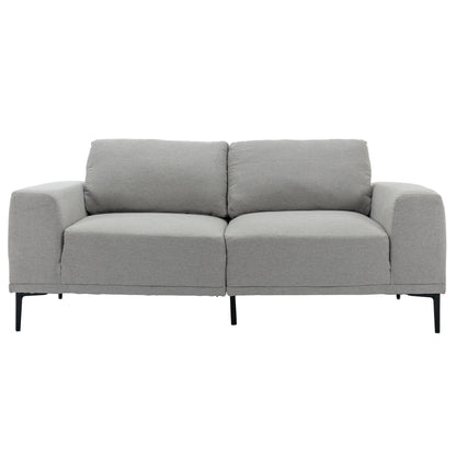 Grey 74.8'' Modern Fabric 2-Seater Sofa with Iron Legs and Comfortable Cushions