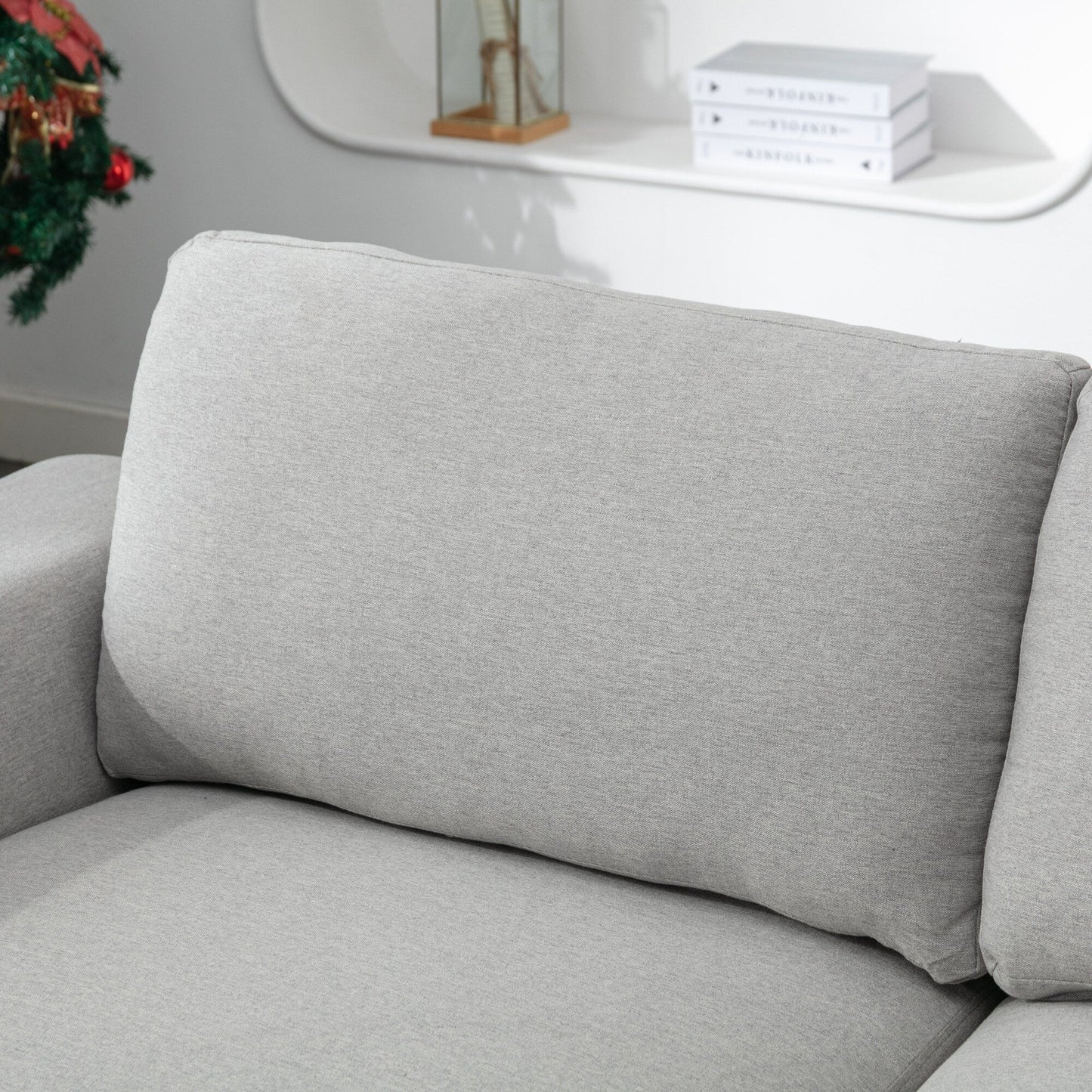 Grey 74.8'' Modern Fabric 2-Seater Sofa with Iron Legs and Comfortable Cushions
