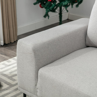 Grey 74.8'' Modern Fabric 2-Seater Sofa with Iron Legs and Comfortable Cushions