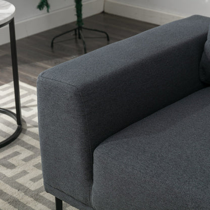 Grey 74.8''Modern Fabric 2 Seater Sofa Couch with Iron Legs and Comfortable Cushions, for Living Room, Apartment, Bedroom