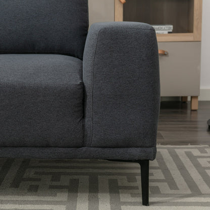 Grey 74.8''Modern Fabric 2 Seater Sofa Couch with Iron Legs and Comfortable Cushions, for Living Room, Apartment, Bedroom